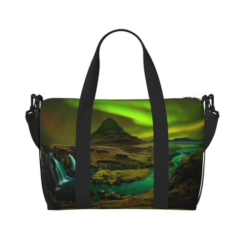 Aurora Turnbeutel für Damen, Wochenend-Übernachtungstasche, persönliche Gegenstände, Schultertasche für Damen und Herren, Einheitsgröße, Schwarz , Einheitsgröße von ESNAIUVCD