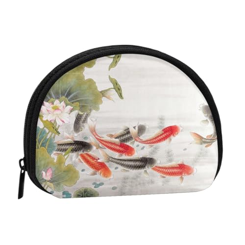 Auspicious Red Carp Print Tragbare Mini-Aufbewahrungstasche Muschelförmige Geldbörse Kleine Münzbörse Muschel Aufbewahrungstasche von ESNAIUVCD