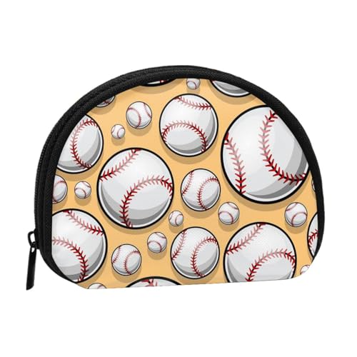 Baseball-Muster, Softballball, Sport-Design, Druck, tragbare Mini-Aufbewahrungstasche, Muschelform, Geldbörse, kleine Münzgeldbörse, Muschel-Aufbewahrungstasche von ESNAIUVCD