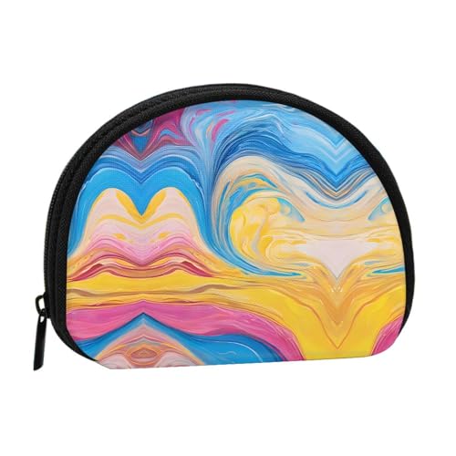 Bunte Batik-Druck, tragbare Mini-Aufbewahrungstasche, muschelförmige Geldbörse, kleine Münzgeldbörse, Muschel-Aufbewahrungstasche von ESNAIUVCD