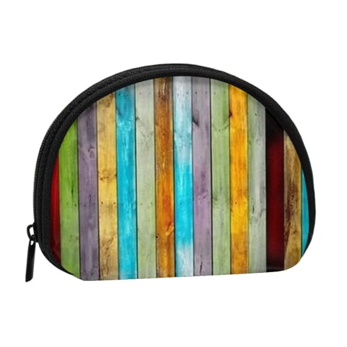 Bunte Holzbrett-Druck, tragbare Mini-Aufbewahrungstasche, muschelförmige Geldbörse, kleine Münzgeldbörse, Muschel-Aufbewahrungstasche von ESNAIUVCD