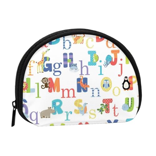 Bunte Tier-Alphabet-Druck, tragbare Mini-Aufbewahrungstasche, muschelförmige Geldbörse, kleine Münzgeldbörse, Muschel-Aufbewahrungstasche von ESNAIUVCD