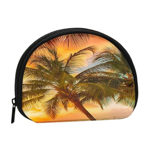 Coconut Tree Under Sunset Print Portable Mini Storage Bag Shell Shaped Wallet Small Coin Wallet Shell Storage Bag von ESNAIUVCD