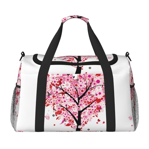 Damen-Sporttasche mit Herz-Baum-Druck, Sporttasche mit Fach, Seesack für Herren, Damen, Handgepäck, Wochenend-Reisehandtaschen für Damen, Schwarz , Einheitsgröße von ESNAIUVCD