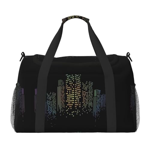 Damen-Sporttasche mit Nachtaufdruck, Reisetasche, Sporttasche mit Fach, Seesack für Herren, Damen, Handgepäck, Wochenend-Reisehandtaschen für Damen, Schwarz , Einheitsgröße von ESNAIUVCD