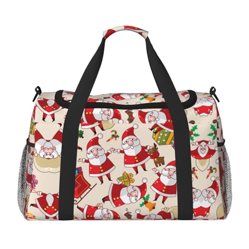 Damen-Sporttasche mit Weihnachtsmann-Motiv, Reisetasche, Sporttasche mit Fach, Seesack für Herren, Damen, Handgepäck, Wochenend-Reisehandtasche für Damen von ESNAIUVCD