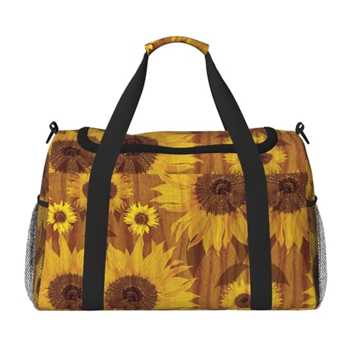 Damen-Sporttasche mit schönem Sonnenblumen-Druck, Sporttasche mit Fach, Seesack für Herren, Damen, Handgepäck, Wochenend-Reisehandtasche für Damen von ESNAIUVCD
