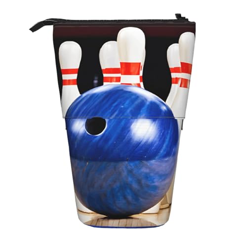 ESNAIUVCD Bowling-Aufdruck, personalisierbares einziehbares Federmäppchen, personalisierbar, für Studenten, Kinder, Erwachsene, für Schule, Büro von ESNAIUVCD
