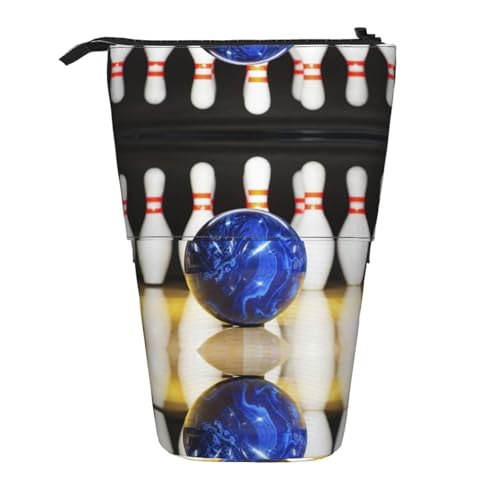 ESNAIUVCD Bowling-Aufdruck, personalisierbares einziehbares Federmäppchen, personalisierbar, für Studenten, Kinder, Erwachsene, für Schule, Büro von ESNAIUVCD