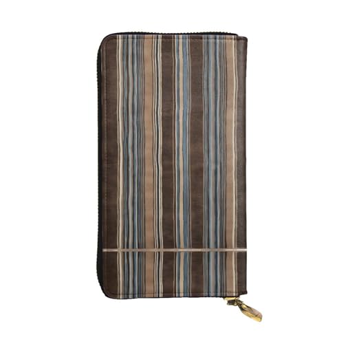 ESNAIUVCD Bunte Streifen Druck Echtes Leder Damen Herren Geldbörsen Multifunktions-Clutch Geldbörse Reißverschluss Groß Reise Handy Lange Geld Geldbörsen, Schwarz , Einheitsgröße von ESNAIUVCD