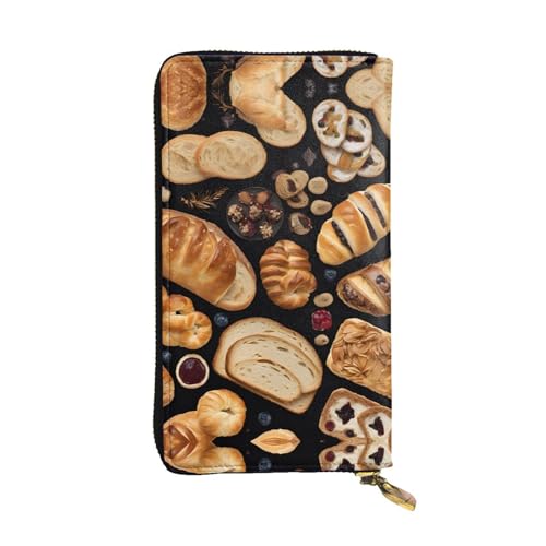 ESNAIUVCD Cheese Sandwiches Print Echtes Leder Damen Herren Geldbörsen Multifunktions-Clutch Geldbörse Reißverschluss Groß Reise Handy Lange Geld Geldbörsen, Schwarz , Einheitsgröße von ESNAIUVCD