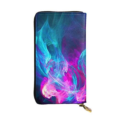ESNAIUVCD Coole blaue und violette Geldbörse aus echtem Leder, für Damen, Herren, multifunktional, mit Reißverschluss, großes Reise-Handy, lange Geldbeutel, Schwarz , Einheitsgröße von ESNAIUVCD
