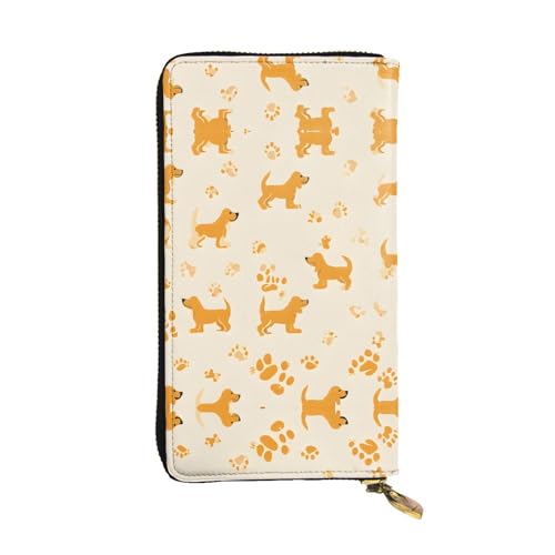 ESNAIUVCD Corgi Pattern Print Echtes Leder Damen Herren Geldbörsen Multifunktions Clutch Geldbörse Reißverschluss Groß Reise Handy Lange Geld Geldbörsen, Schwarz , Einheitsgröße von ESNAIUVCD