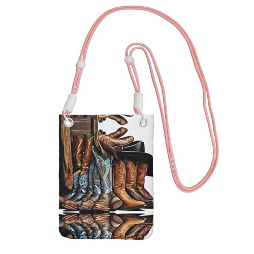 ESNAIUVCD Cowboyhut mit Westernstiefeln, diagonal, Crossbody-Tasche, geeignet zum Tragen von Handywechsel, etc, rose, Einheitsgröße ESNAIUVCD Cowboyhut mit Westernstiefeln, diagonal, Crossbody-Tasche, geeignet zum Tragen von Handywechsel, etc, rose, Einheitsgröße von ESNAIUVCD