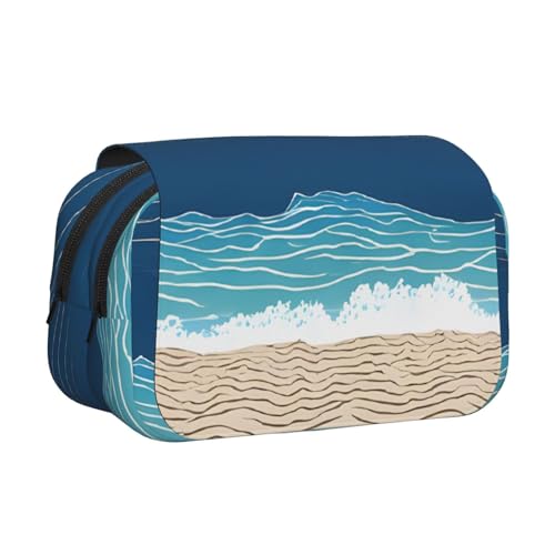 ESNAIUVCD Doppelschichtige Stifttasche mit Unterwasser-Aufdruck, geeignet für Jungen, Mädchen und Erwachsene. Diese Büro-Stifttasche mit Fächer-Design von ESNAIUVCD