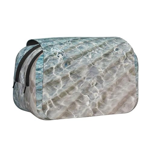 ESNAIUVCD Doppelschichtiges Federmäppchen mit Meerwasserdruck, großes Fassungsvermögen, geeignet für Jungen, Mädchen und Erwachsene. Diese Büro-Stifttasche mit Fächer-Design, Schwarz , Einheitsgröße von ESNAIUVCD