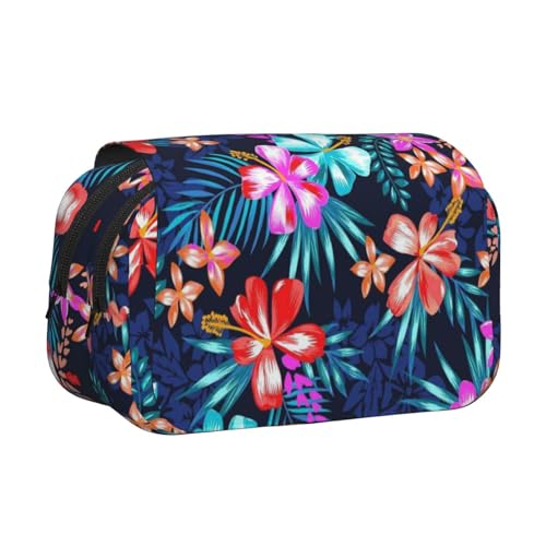 ESNAIUVCD Doppelschichtiges Stifteetui mit Blumenmuster, großes Fassungsvermögen, geeignet für Jungen, Mädchen und Erwachsene. Diese Büro-Stifttasche mit Fächer, Schwarz , Einheitsgröße von ESNAIUVCD