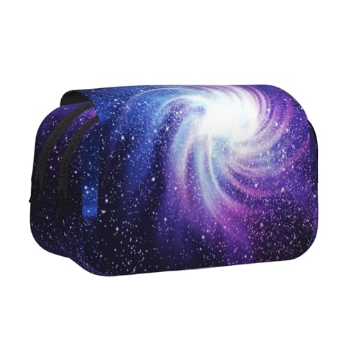 ESNAIUVCD Doppelschichtiges Stifteetui mit Glaxy Print, großes Fassungsvermögen, geeignet für Jungen, Mädchen und Erwachsene. Diese Büro-Stifttasche mit Fächer-Design, Schwarz , Einheitsgröße von ESNAIUVCD