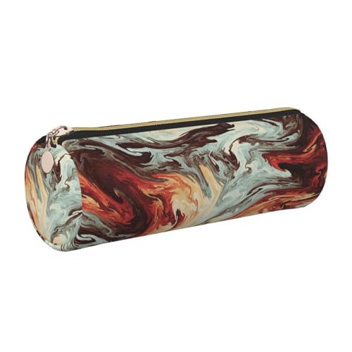 ESNAIUVCD Federmäppchen aus Leder, zylindrischer Reißverschluss, PU-Leder, multifunktionale Schreibwaren-Aufbewahrung, geeignet für Studenten, gold, Einheitsgröße, Kosmetikkoffer von ESNAIUVCD