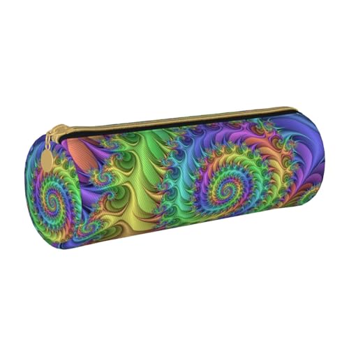 ESNAIUVCD Federmäppchen aus Leder mit Batikdruck, zylindrischer Reißverschluss, hochwertiges PU-Leder, multifunktionale Schreibwarenaufbewahrung, geeignet für Studenten, weiß, Einheitsgröße, von ESNAIUVCD