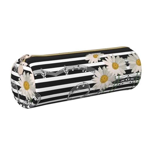 ESNAIUVCD Federmäppchen aus Leder mit Blumendruck, zylindrisch, Reißverschluss, PU-Leder, multifunktionale Schreibwaren-Aufbewahrung, geeignet für Studenten, gold, Einheitsgröße, Kosmetikkoffer von ESNAIUVCD