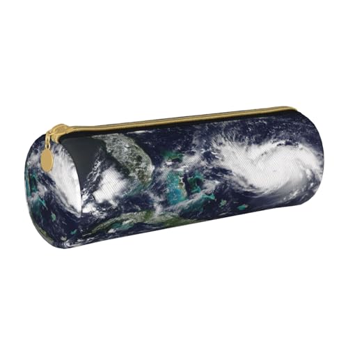 ESNAIUVCD Federmäppchen aus Leder mit Meeresdruck, zylindrisch, mit Reißverschluss, hochwertiges PU-Leder, multifunktionale Schreibwarenaufbewahrung, geeignet für Studenten, weiß, Einheitsgröße, von ESNAIUVCD