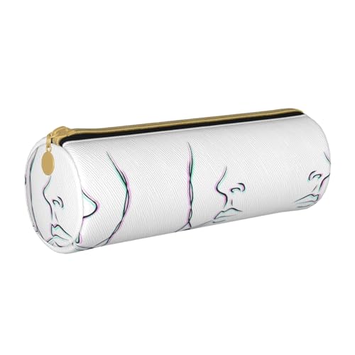 ESNAIUVCD Federmäppchen aus Leder mit Raucheraufdruck, zylindrischer Reißverschluss, hochwertiges PU-Leder, multifunktionale Schreibwarenaufbewahrung, geeignet für Studenten, weiß, Einheitsgröße, von ESNAIUVCD