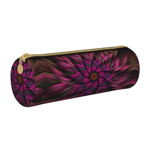 ESNAIUVCD Federmäppchen aus Leder mit künstlerischem Blumendruck, zylindrischer Reißverschluss, hochwertiges PU-Leder, multifunktionale Schreibwarenaufbewahrung, geeignet für Studenten, weiß, von ESNAIUVCD