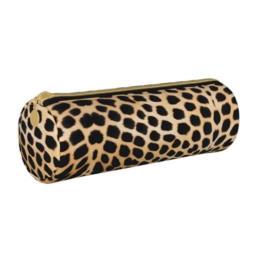 ESNAIUVCD Federmäppchen aus Leder mit rauem Leopardenmuster, zylindrischer Reißverschluss, hochwertiges PU-Leder, multifunktionale Schreibwarenaufbewahrung, geeignet für Studenten, weiß, von ESNAIUVCD