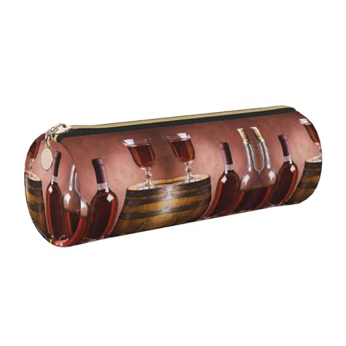 ESNAIUVCD Federmäppchen aus Leder mit zylindrischem Reißverschluss, PU-Leder, multifunktionale Schreibwaren-Aufbewahrung, geeignet für Studenten, gold, Einheitsgröße, Kosmetikkoffer von ESNAIUVCD