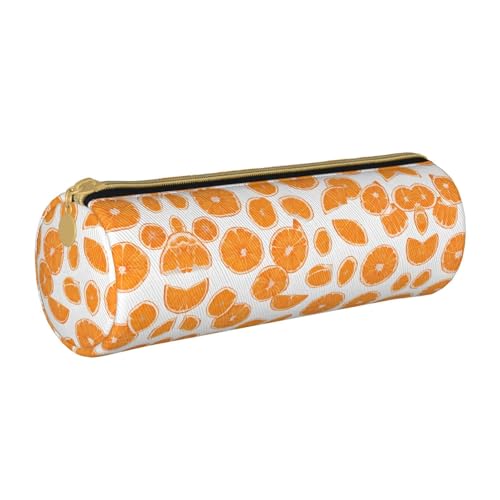 ESNAIUVCD Federmäppchen aus Leder mit zylindrischem Reißverschluss, Pfirsichdruck, hochwertiges PU-Leder, multifunktionale Schreibwarenaufbewahrung, geeignet für Studenten, weiß, Einheitsgröße, von ESNAIUVCD