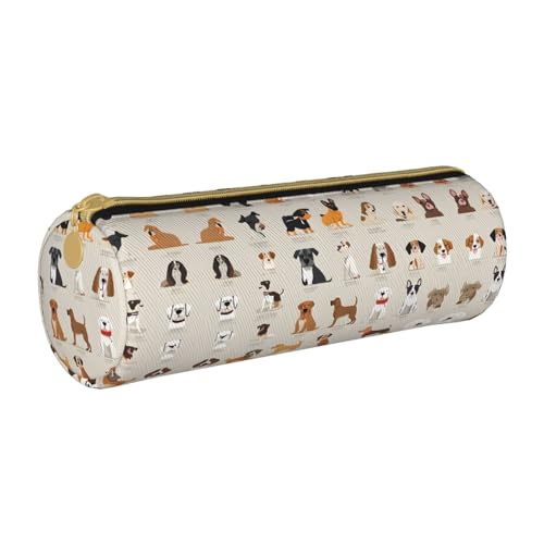 ESNAIUVCD Federmäppchen aus Leder mit zylindrischem Reißverschluss, hochwertiges PU-Leder, multifunktionale Schreibwarenaufbewahrung, geeignet für Schüler, weiß, Einheitsgröße, Kosmetikkoffer von ESNAIUVCD