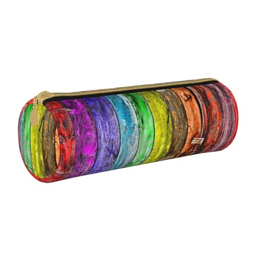 ESNAIUVCD Federmäppchen aus Leder mit zylindrischem Reißverschluss, hochwertiges PU-Leder, multifunktionale Schreibwarenaufbewahrung, geeignet für Studenten, weiß, Einheitsgröße, Kosmetikkoffer von ESNAIUVCD