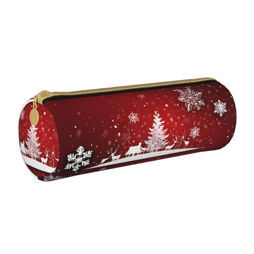 ESNAIUVCD Federmäppchen aus Leder mit zylindrischem Reißverschluss, hochwertiges PU-Leder, multifunktionale Schreibwarenaufbewahrung, geeignet für Studenten, weiß, Einheitsgröße, Kosmetikkoffer von ESNAIUVCD