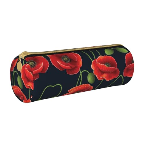 ESNAIUVCD Federmäppchen aus Leder mit zylindrischem Reißverschluss, hochwertiges PU-Leder, multifunktionale Schreibwarenaufbewahrung, geeignet für Studenten, weiß, Einheitsgröße, Kosmetikkoffer von ESNAIUVCD