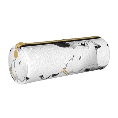 ESNAIUVCD Federmäppchen aus Leder mit zylindrischem Reißverschluss, hochwertiges PU-Leder, multifunktionale Schreibwarenaufbewahrung, geeignet für Studenten, weiß, Einheitsgröße, Kosmetikkoffer von ESNAIUVCD