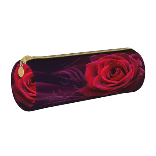 ESNAIUVCD Federmäppchen aus Leder mit zylindrischem Reißverschluss, hochwertiges PU-Leder, multifunktionale Schreibwarenaufbewahrung, geeignet für Studenten, weiß, Einheitsgröße, Kosmetikkoffer von ESNAIUVCD