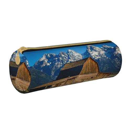 ESNAIUVCD Federmäppchen aus Leder mit zylindrischem Reißverschluss, hochwertiges PU-Leder, multifunktionale Schreibwarenaufbewahrung, geeignet für Studenten, weiß, Einheitsgröße, Kosmetikkoffer von ESNAIUVCD