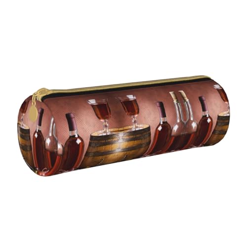 ESNAIUVCD Federmäppchen aus Leder mit zylindrischem Reißverschluss für Getränke und Lebensmittel – hochwertiges PU-Leder, multifunktionale Schreibwarenaufbewahrung, geeignet für Studenten, weiß, von ESNAIUVCD