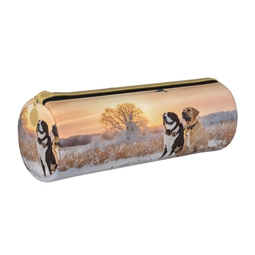 ESNAIUVCD Federmäppchen aus Leder mit zylindrischem Reißverschluss und Fasanmotiv, hochwertiges PU-Leder, multifunktionale Schreibwarenaufbewahrung, geeignet für Studenten, weiß, Einheitsgröße, von ESNAIUVCD