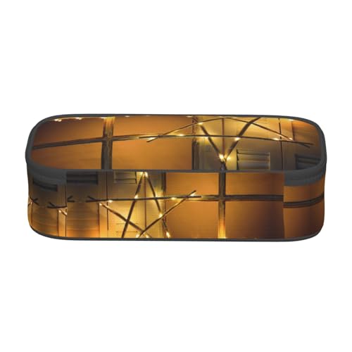 ESNAIUVCD Federmäppchen für Kinder, Motiv: Frohe Weihnachten, Sternmuster, großes Fassungsvermögen, für Grundschule, Schreibwarenbeutel von ESNAIUVCD