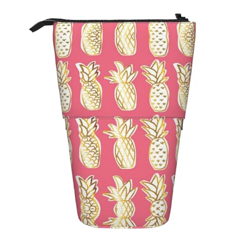 ESNAIUVCD Federmäppchen mit Ananas-Aufdruck, personalisierbar, personalisierbar, mit Unterschrift, für Studenten, Kinder, Erwachsene, für Schule, Büro von ESNAIUVCD