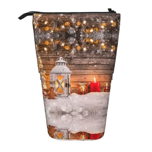 ESNAIUVCD Federmäppchen mit Aufschrift "Merry Christmas", personalisierbar, einziehbar, personalisierbar, für Studenten, Kinder, Erwachsene, für Schule, Büro von ESNAIUVCD