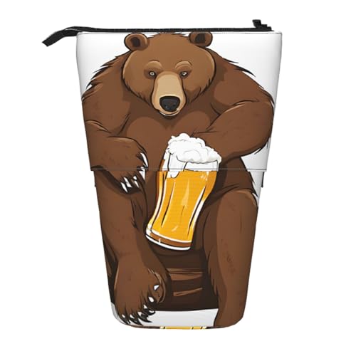 ESNAIUVCD Federmäppchen mit Bären-Aufdruck, personalisierbar, einziehbar, personalisierbar, für Studenten, Kinder, Erwachsene, für Schule, Büro von ESNAIUVCD