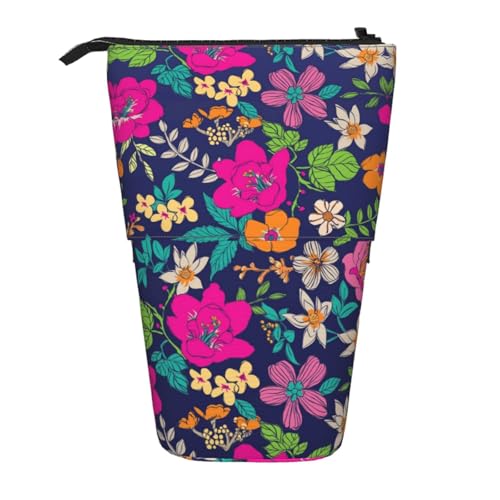 ESNAIUVCD Federmäppchen mit Blumendruck, personalisierbar, einziehbar, personalisierbar, für Studenten, Kinder, Erwachsene, für Schule, Büro von ESNAIUVCD