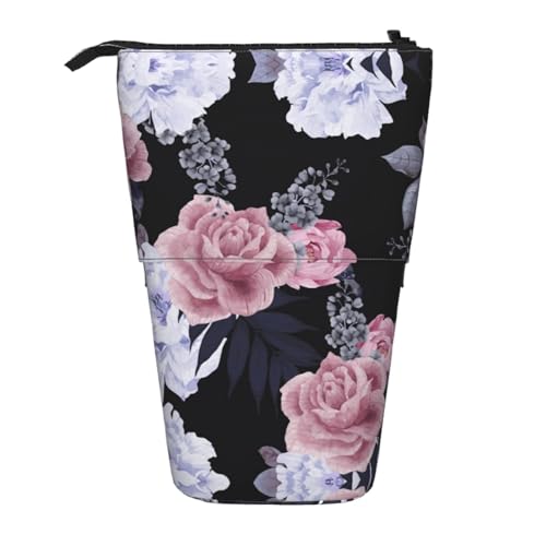 ESNAIUVCD Federmäppchen mit Blumendruck, personalisierbar, einziehbar, personalisierbar, für Studenten, Kinder, Erwachsene, für Schule, Büro von ESNAIUVCD