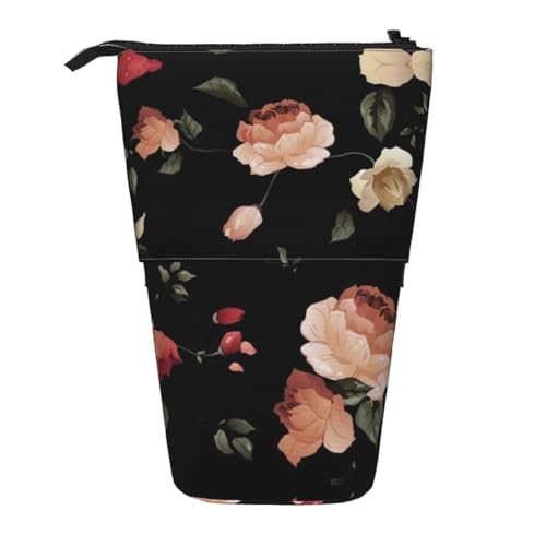 ESNAIUVCD Federmäppchen mit Blumendruck, personalisierbar, einziehbar, personalisierbar, für Studenten, Kinder, Erwachsene, für Schule, Büro von ESNAIUVCD