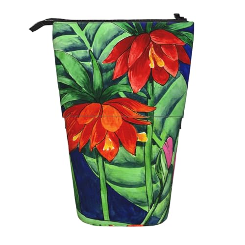 ESNAIUVCD Federmäppchen mit Blumendruck, personalisierbar, einziehbar, personalisierbar, für Studenten, Kinder, Erwachsene, für Schule, Büro von ESNAIUVCD