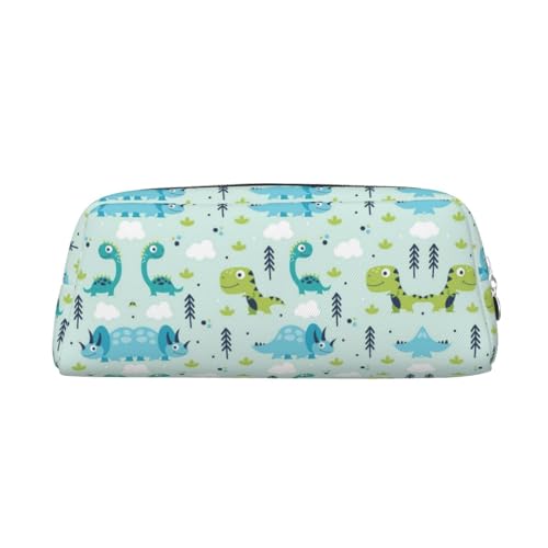 ESNAIUVCD Federmäppchen mit Dinosaurier-Muster, Reißverschluss, großes Federmäppchen, Arbeit, Reisen, multifunktionales Federmäppchen, Make-up-Tasche, silber, Einheitsgröße, Kosmetikkoffer von ESNAIUVCD