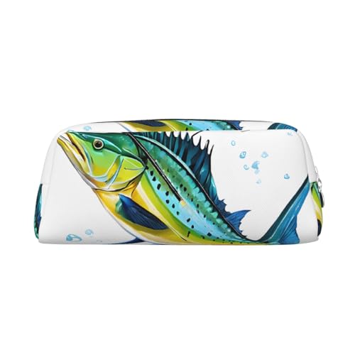 ESNAIUVCD Federmäppchen mit Fisch-Kunstdruck, Reißverschluss, großes Federmäppchen, Arbeit, Reisen, multifunktionales Federmäppchen, Make-up-Tasche, silber, Einheitsgröße, Kosmetikkoffer von ESNAIUVCD